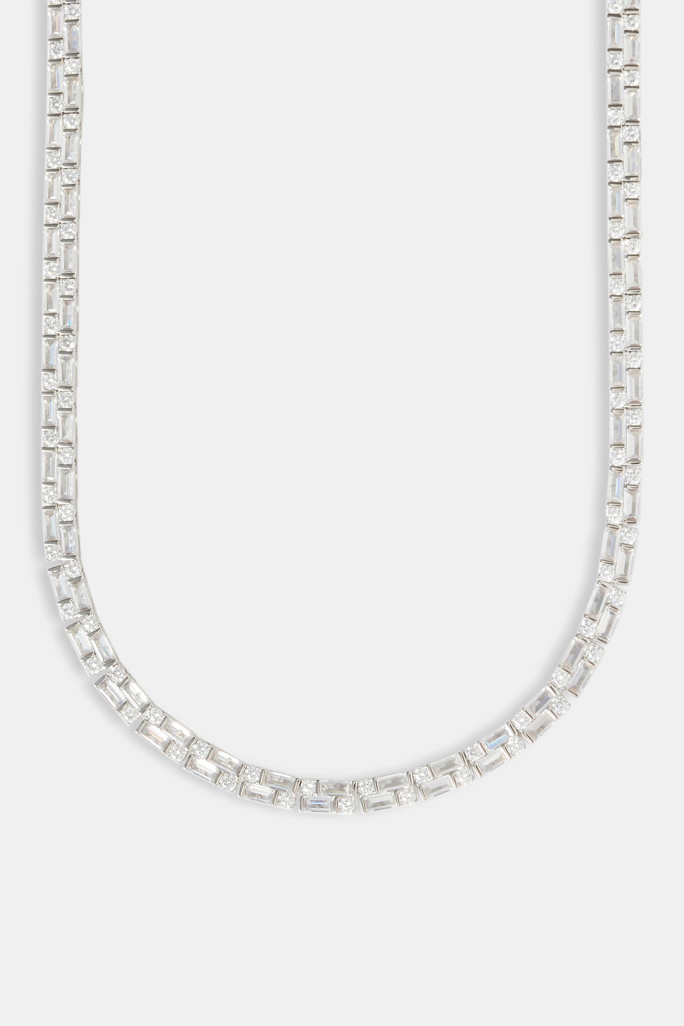 Klare Tenniskette mit doppeltem Baguette-Stein – 6 mm